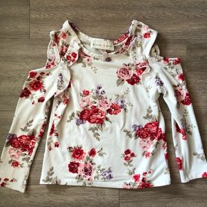 Glitter Girl Floral Cold Shoulder Top